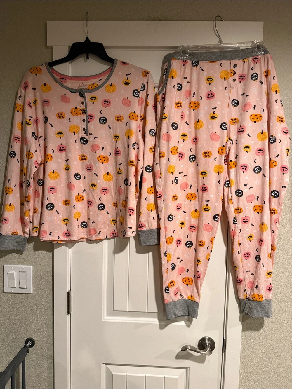 Cuddl Duds Pink Pumpkin Print Pajama Set